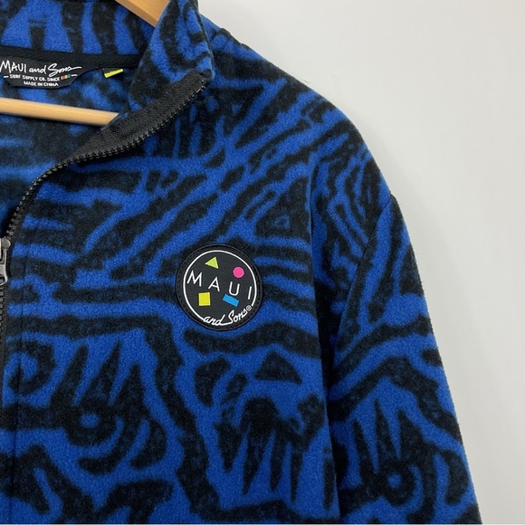 Maui And Sons‎ Blue And Black Full Zip Fleece Jacket Size Medium - Picture 3 of 7